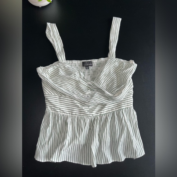 Lucy Paris Tops - Lucy Paris Sage Green & White Stripe crop top Size Medium EUC